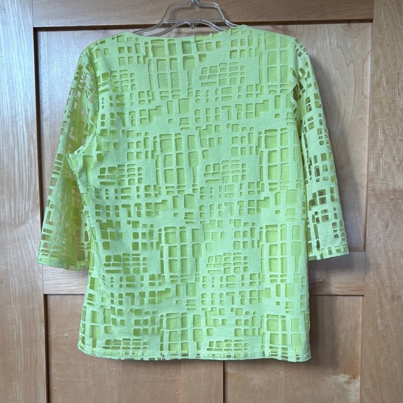 Tribal’s Vibrant lemon lime Green Textured cutout Blouse - Picture 6 of 7